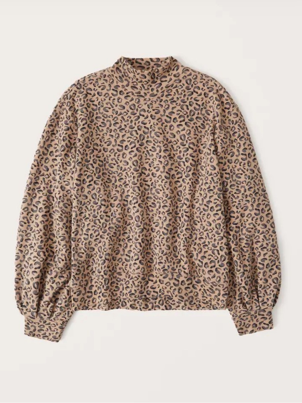 Abercrombie & Fitch soft A&F mock neck leopard print sweatshirt women’s sz Large